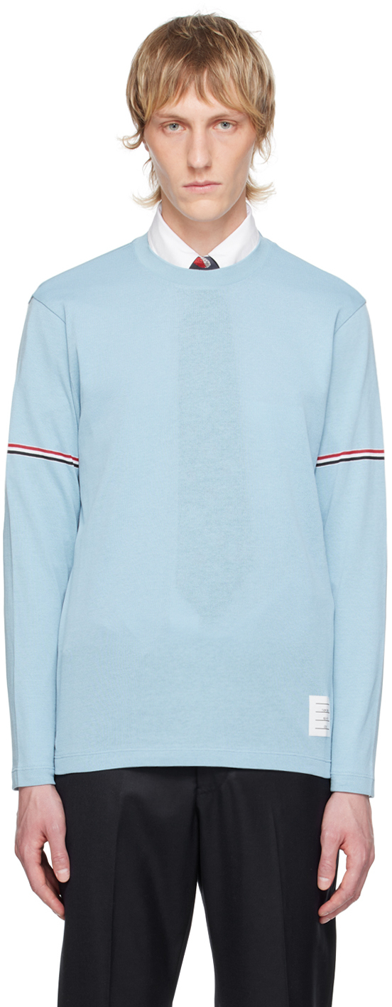 Shop Thom Browne Blue Stripe Long Sleeve T-shirt In 450 Blue