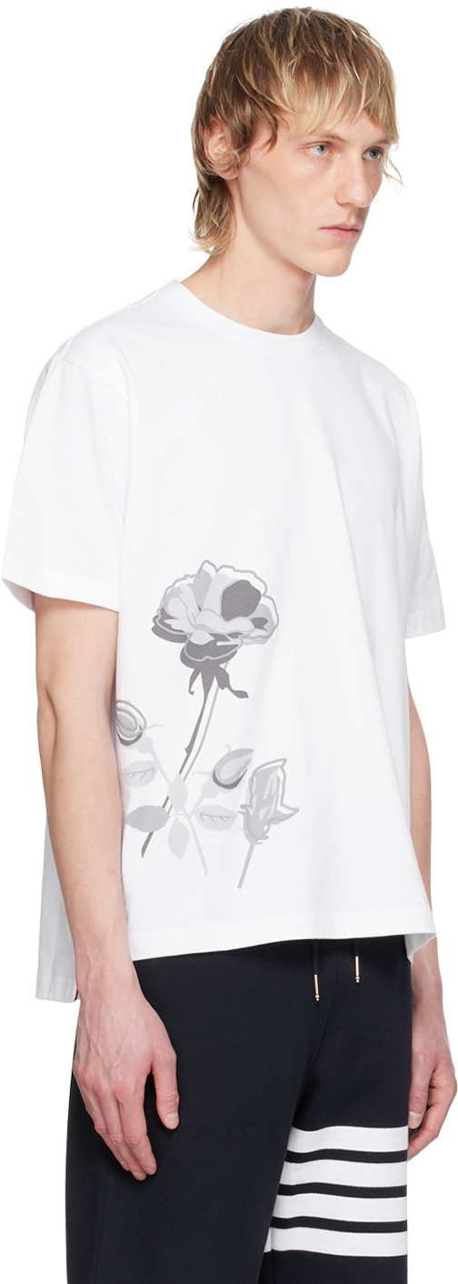 Shop Thom Browne White Printed T-shirt In 100 White