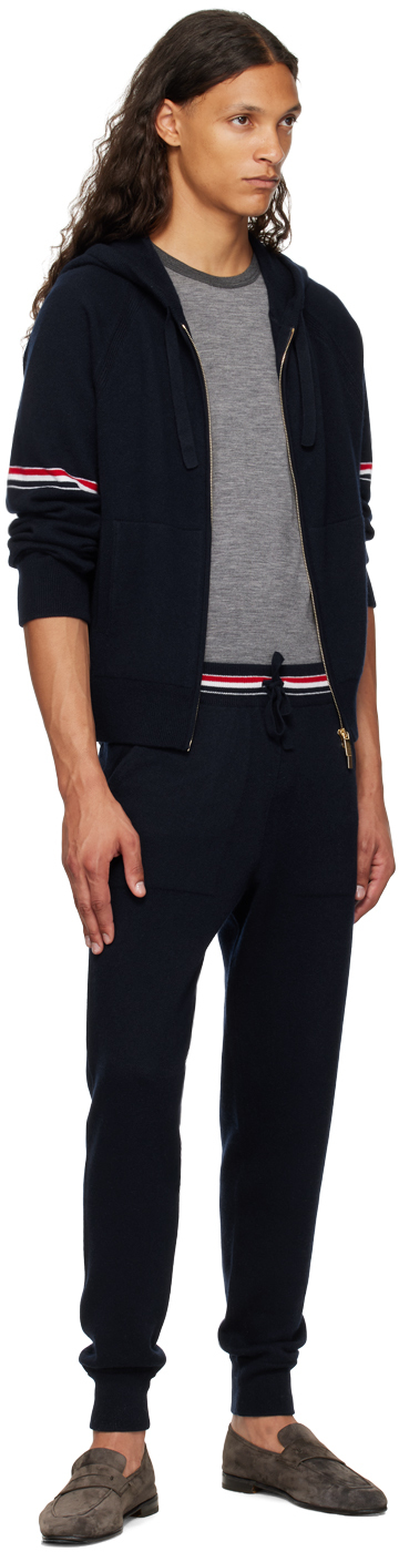 Thom Browne Ringer Stretch Wool T-shirt In 035 Med Grey