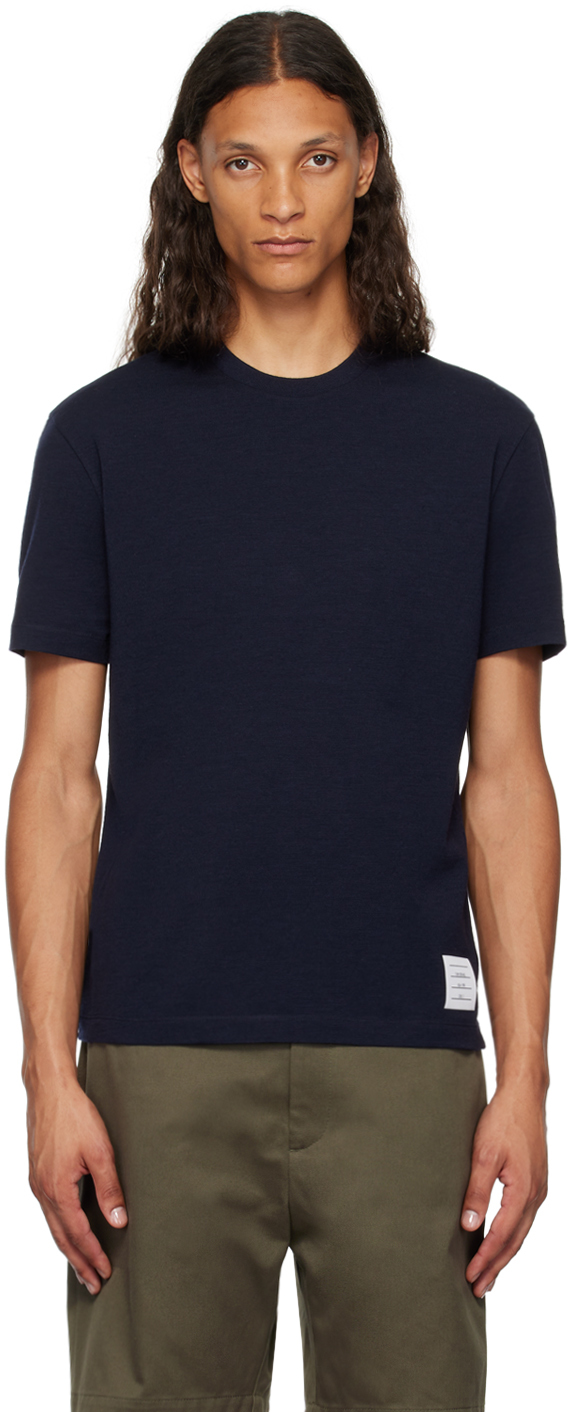 Shop Thom Browne Navy 4-bar T-shirt In 415 Navy