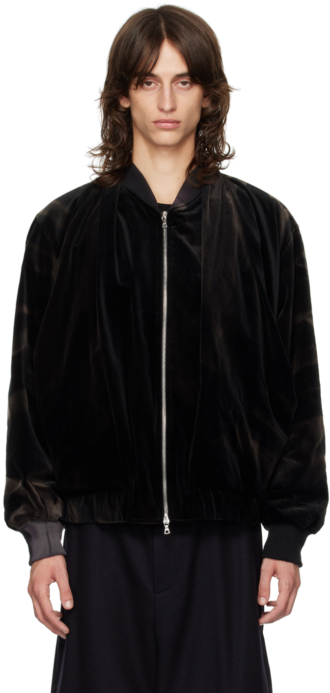 Shop Jiyongkim Black Sun-bleached Bomber Jacket