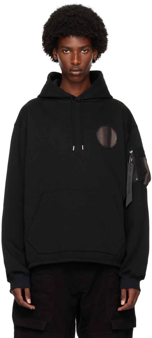 Shop Jiyongkim Black Sun-bleached Fishtail Hoodie