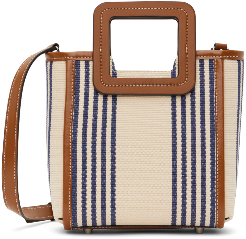 Shop Staud Beige Mini Shirley Bag In Mabs Marine Bayadere