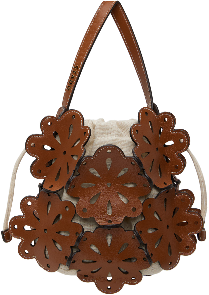 Beige & Tan Flora Basket Bag