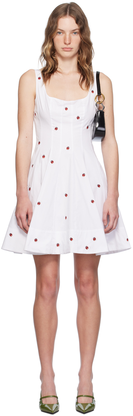 Shop Staud White Wells Minidress In Ldb Ladybugs