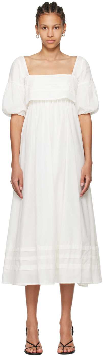 Shop Staud Off-white Darla Midi Dress In Ivy Ivory