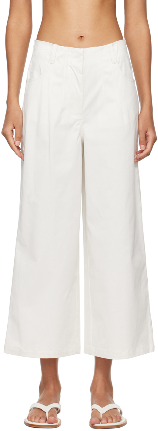 Shop Staud Off-white Luca Trousers In Ivy Ivory