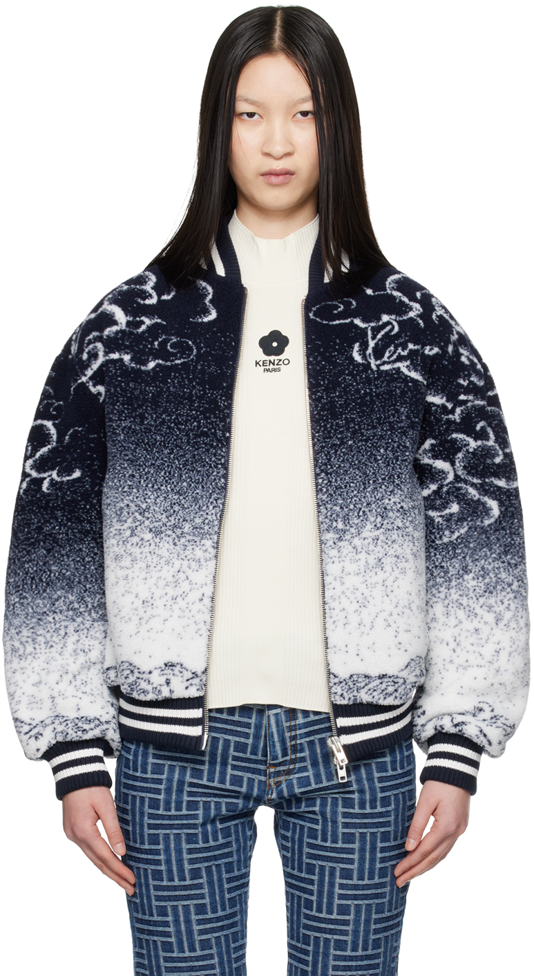 Navy Kenzo Paris Cloud Tiger Bomber Jacket by Kenzo on Sale