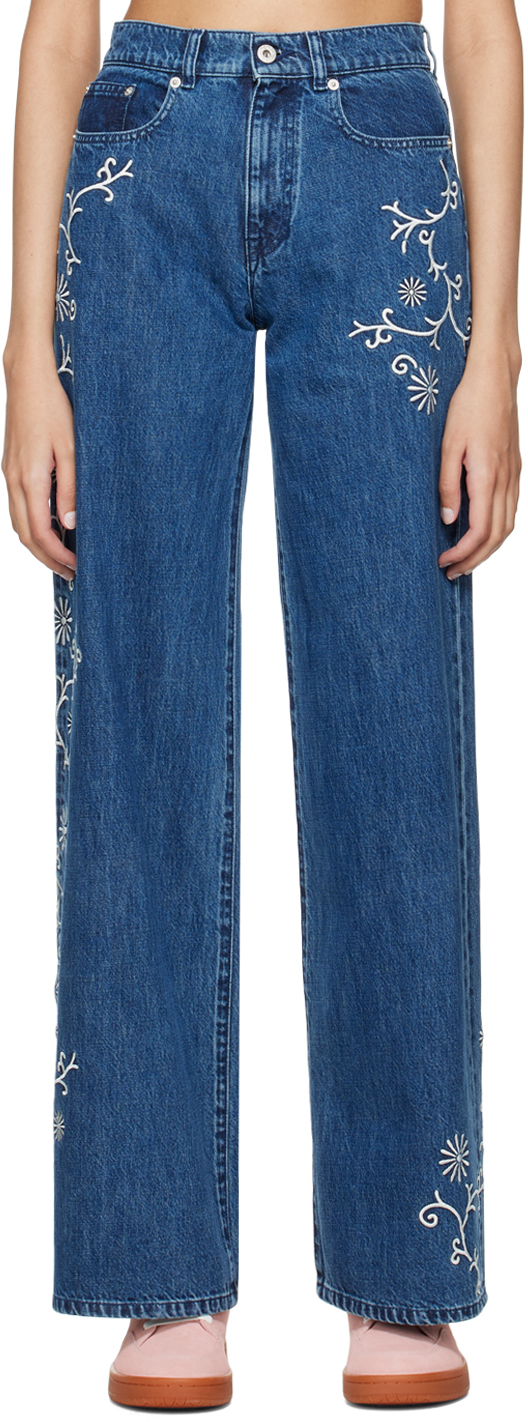 【関税込み】Kenzo ブルー Ayame ジーンズ Kenzo Ayame Striped straight-leg Jeans | Blue | FARFETCH