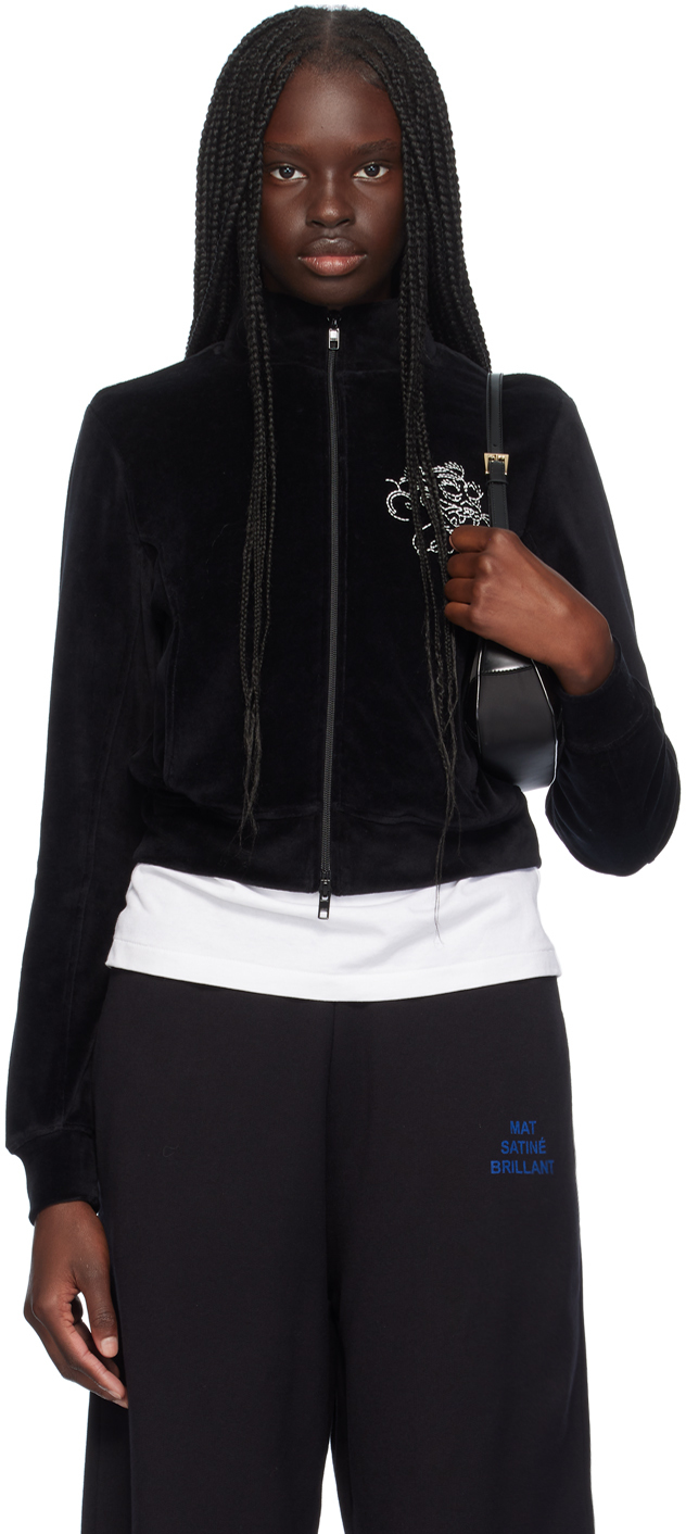 Shop Kenzo Black  Paris Star Tiger Track Jacket In 99j Black