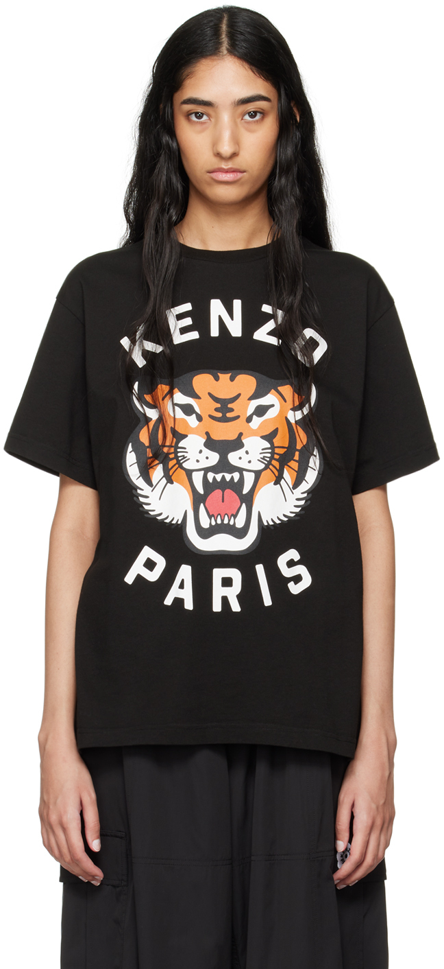 Black Kenzo Paris Lucky Tiger Oversized T-Shirt