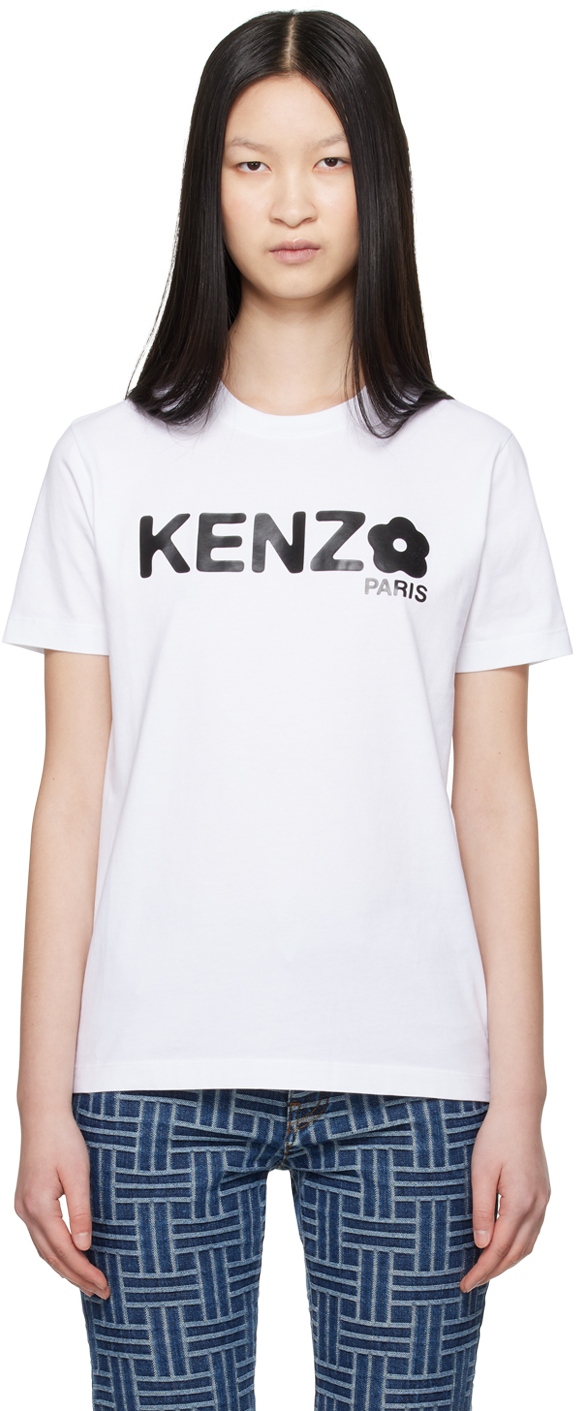 Shop Kenzo White  Paris Boke Flower 2.0 T-shirt In 01 White