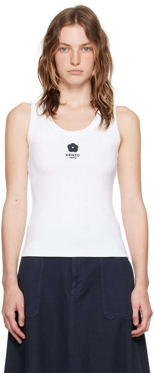 Shop Kenzo White  Paris Boke Flower 2.0 Tank Top In 01 White