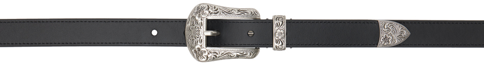 Shop Kenzo Black  Paris Buckle Western Leather Belt