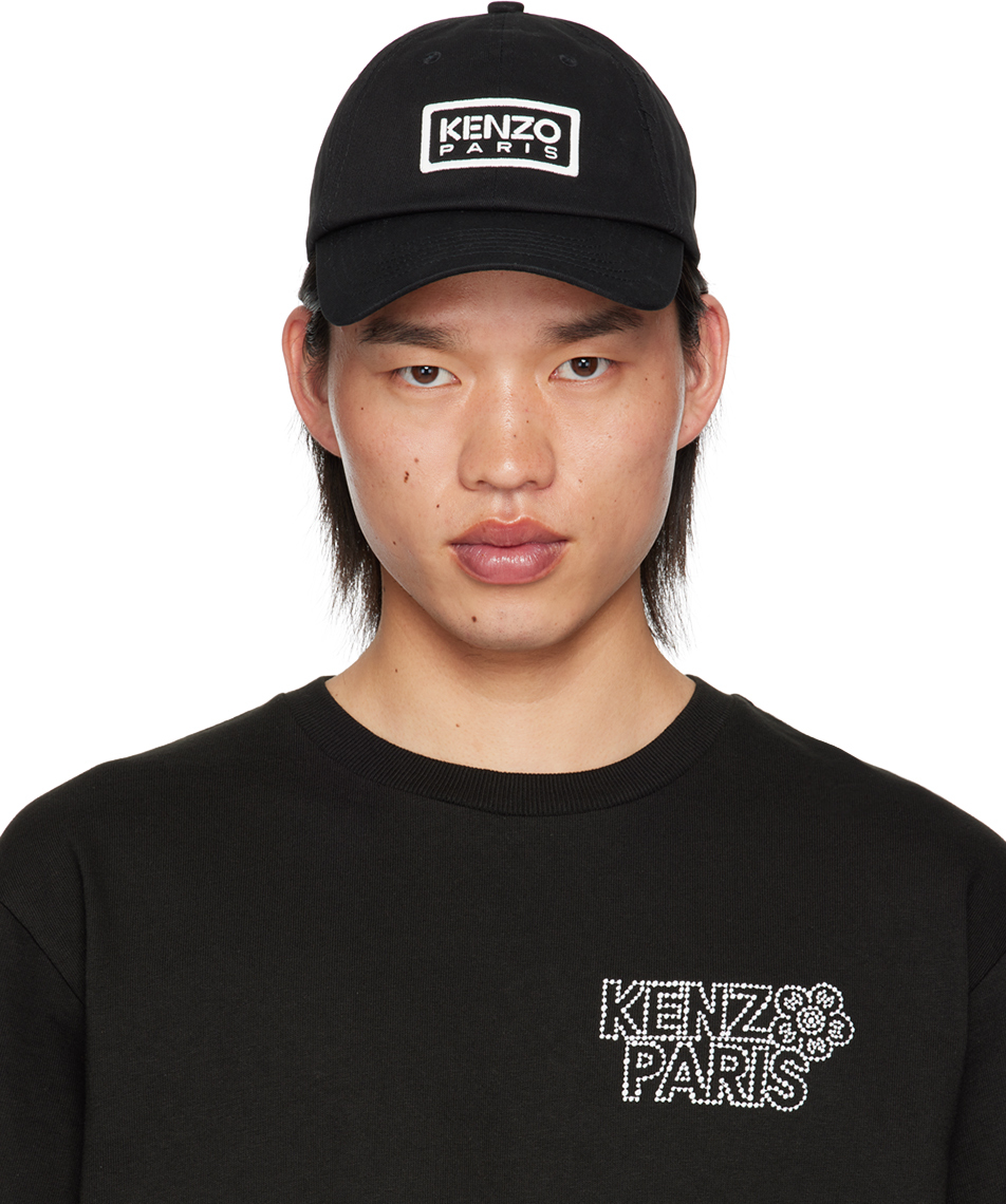 Kenzo: Black Kenzo Paris 'KENZO Tag' Cap | SSENSE