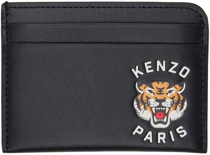 Shop Kenzo ブラック  Paris Varsity カードケース In Black