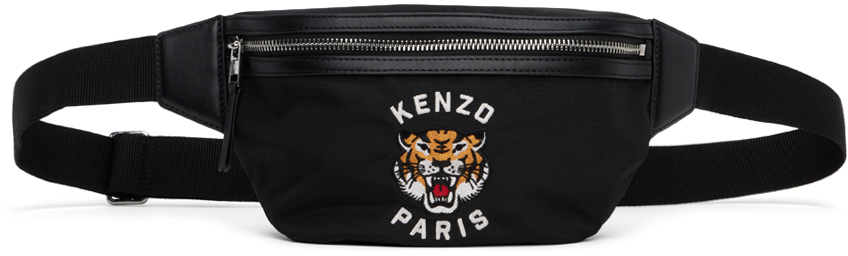 Shop Kenzo ブラック  Paris  Varsity ロゴ刺繍 ベルトバッグ In Black