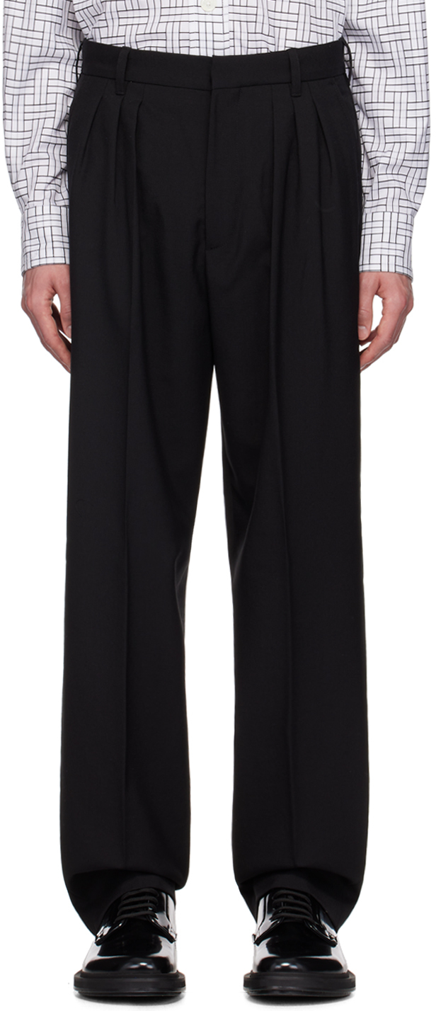 Shop Kenzo Black  Paris Pleated Tailored Trousers