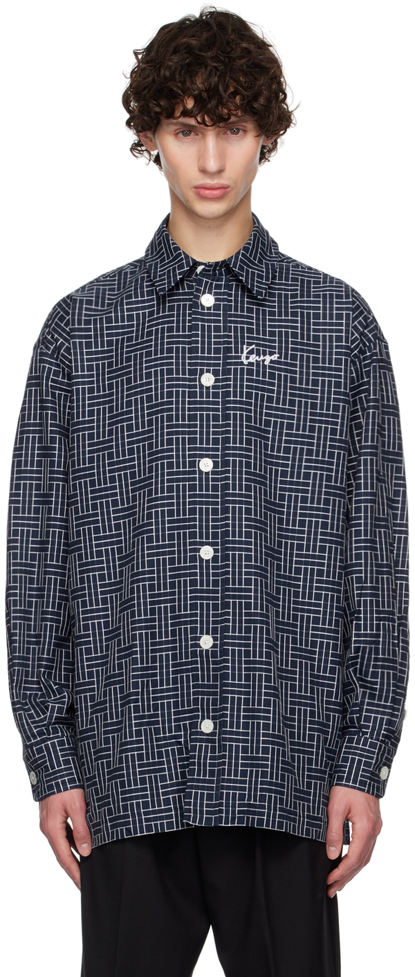 Shop Kenzo Navy  Paris ' Weave' Shirt In Midnight Blue