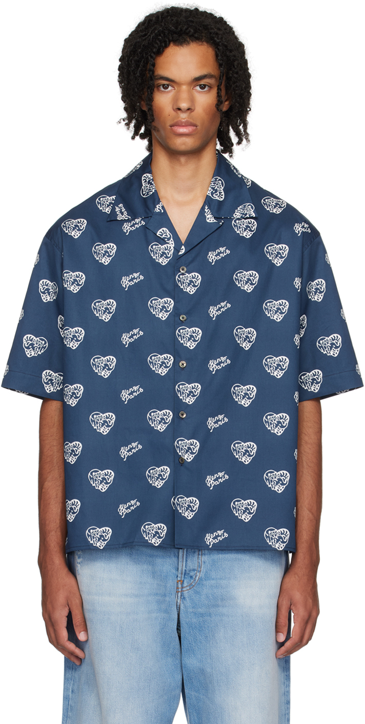 Blue Kenzo Paris Jungle Heart Shirt by Kenzo on Sale