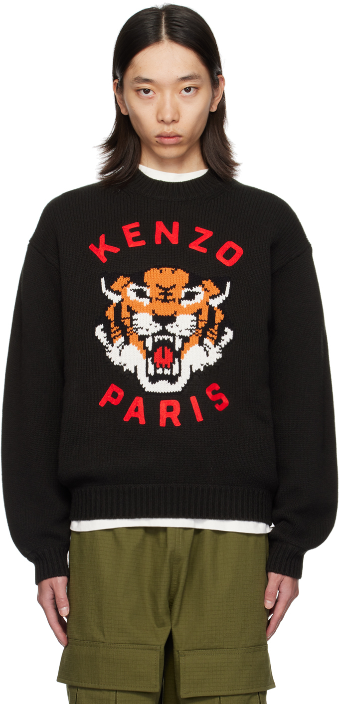 Shop Kenzo Black  Paris Lucky Tiger Sweater