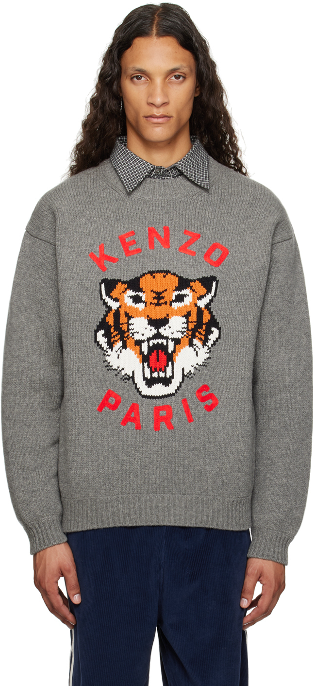 Gray Kenzo Paris 'Lucky Tiger' Sweater