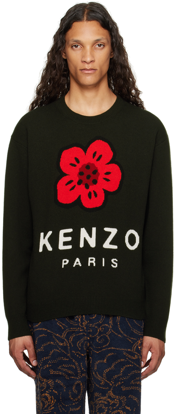 Black Kenzo Paris 'Boke Flower' Wool Sweater