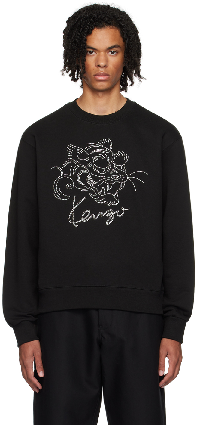 Black Kenzo Paris Star Tiger Sweatshirt