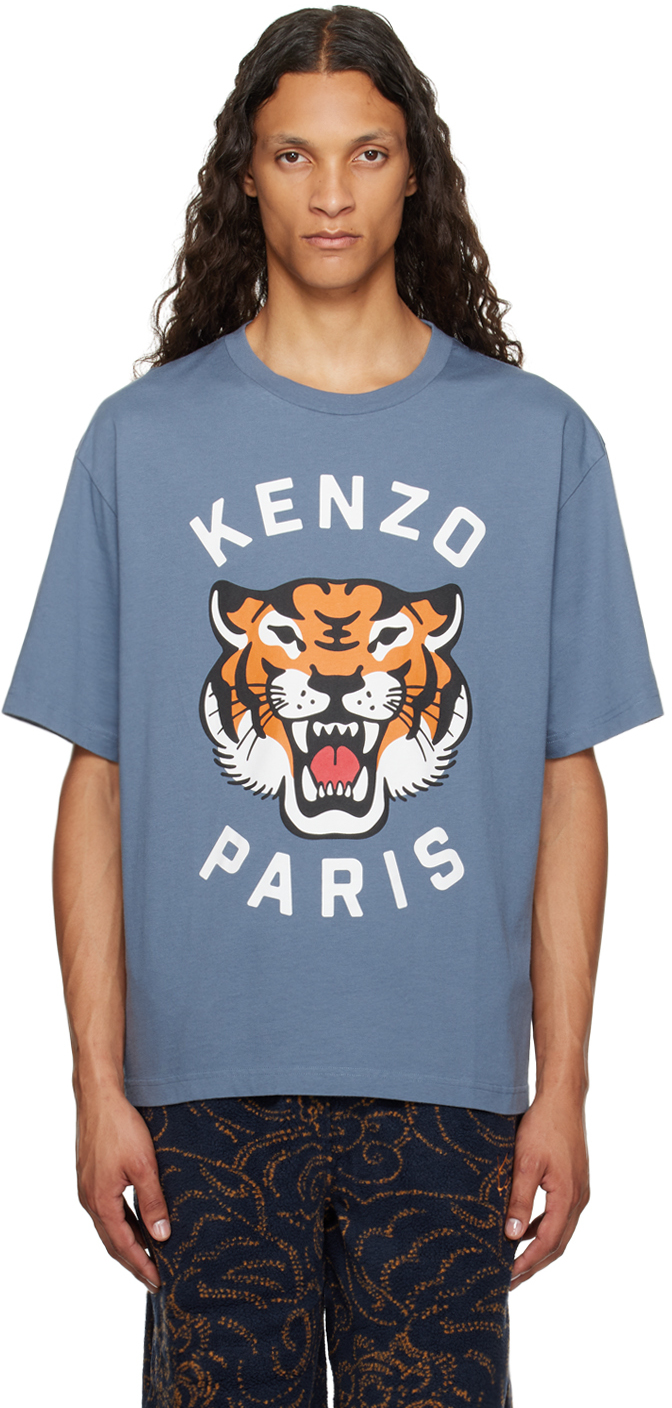 Blue Kenzo Paris 'Lucky Tiger' Oversized T-Shirt