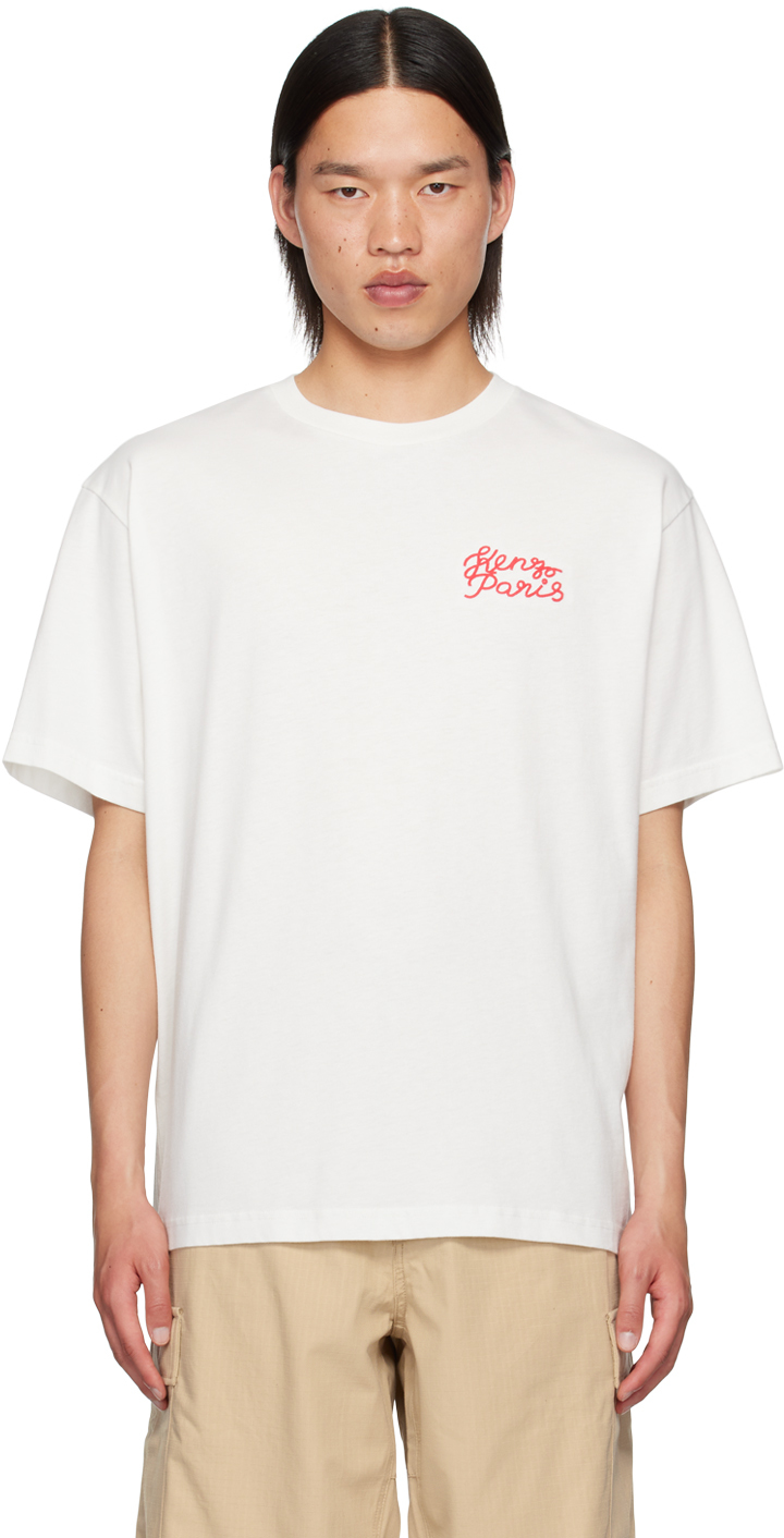 White Kenzo Paris Embroidered T-Shirt