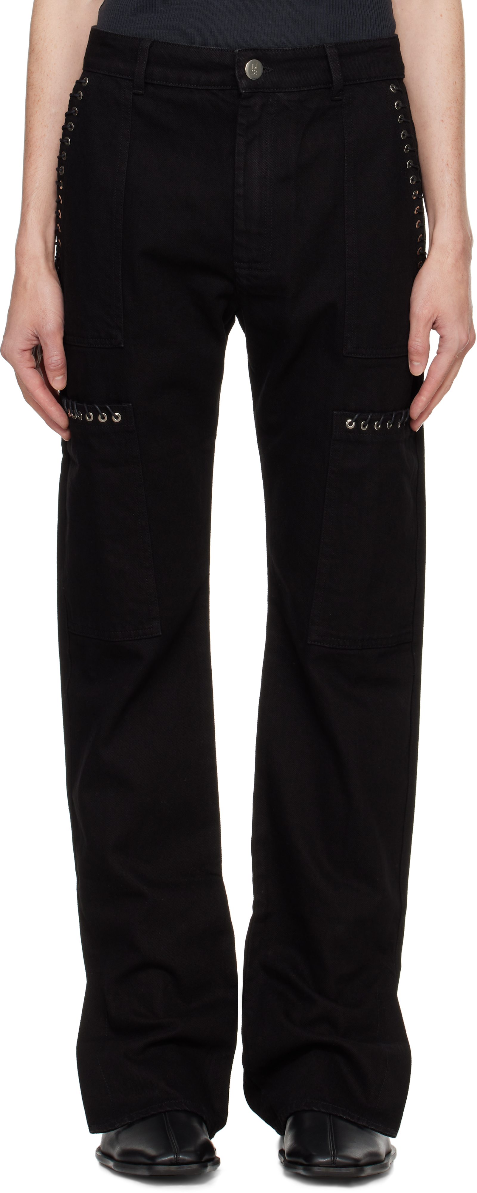 Black Eleanor Denim Cargo Pants