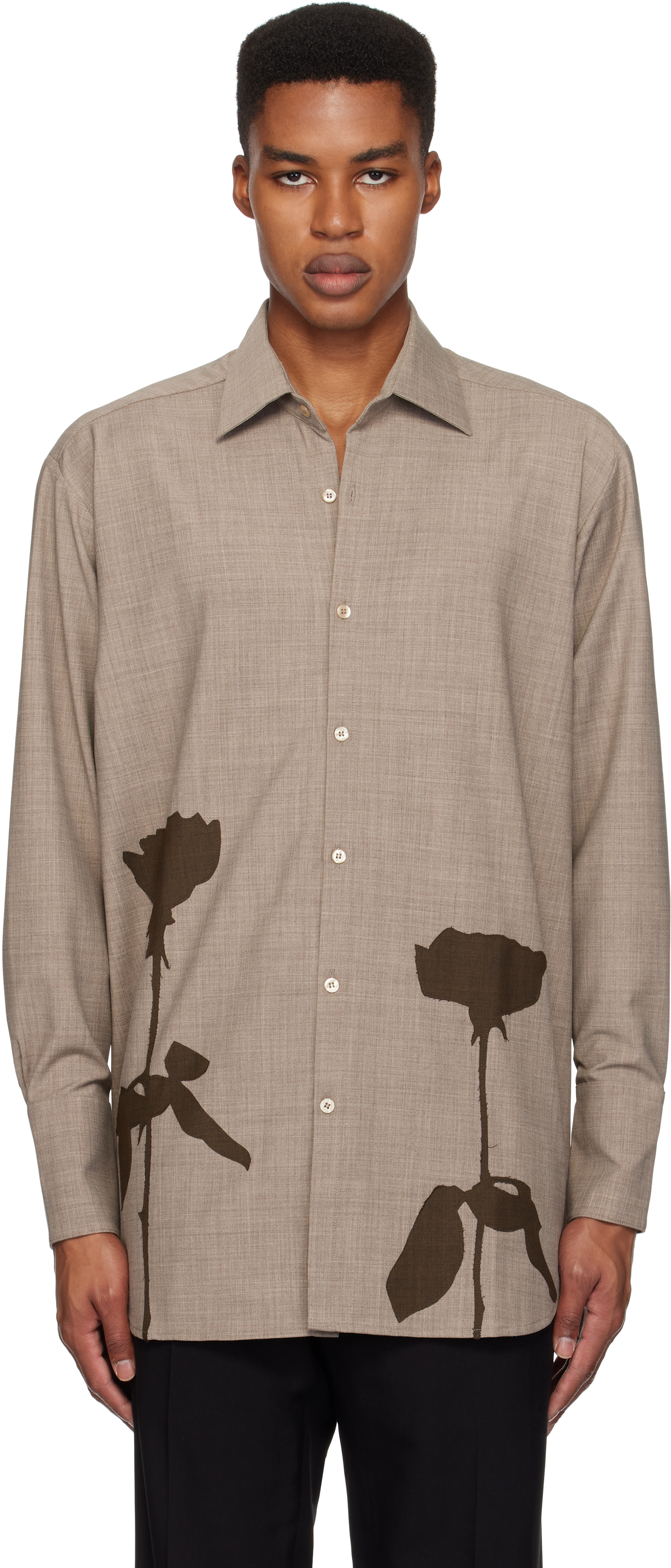 Beige 
Brown Go To Flower Shirt