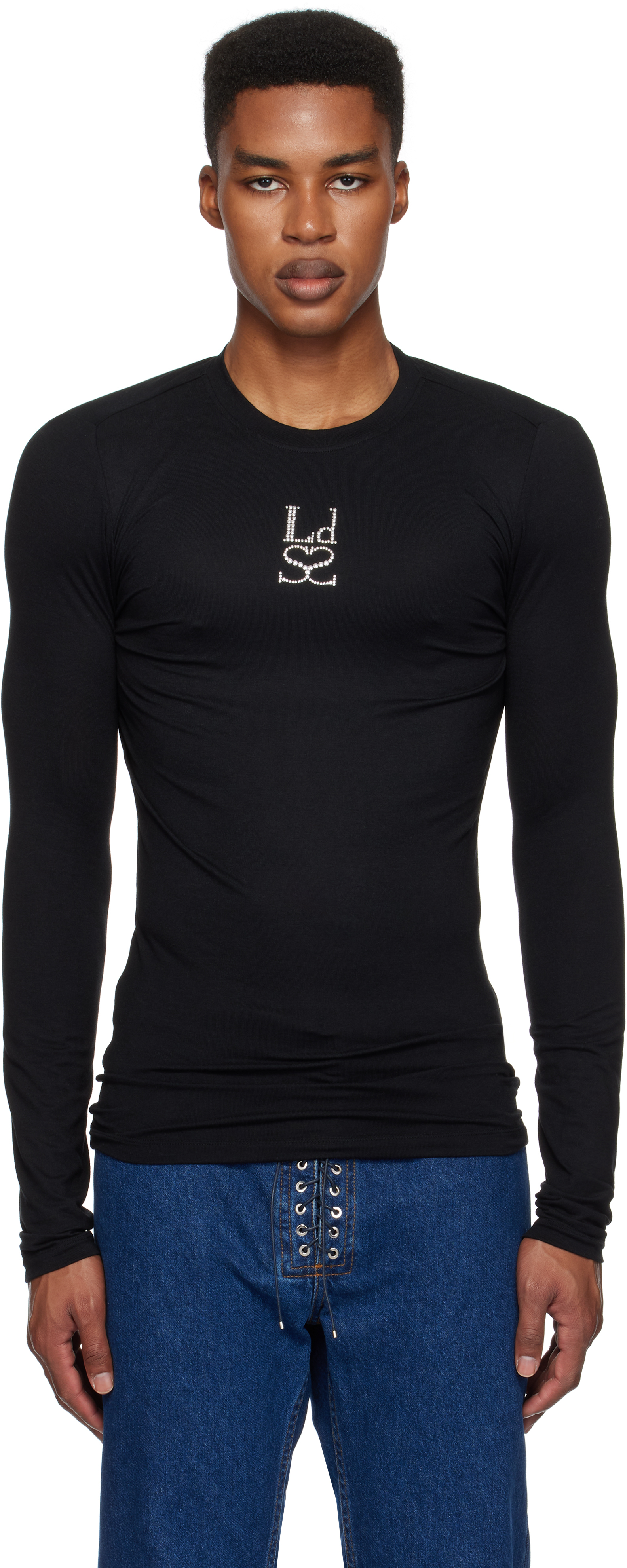 Ludovic De Saint Sernin Black Stud Logo Long Sleeve T-shirt