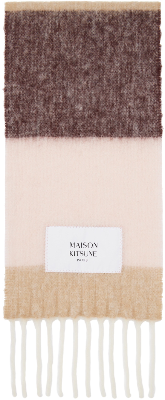 Shop Maison Kitsuné Multicolor Baby Alpaca Scarf In P628 Pasture Rose