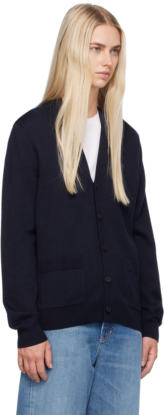 MAISON KITSUNÉ NAVY BOLD FOX HEAD CARDIGAN 