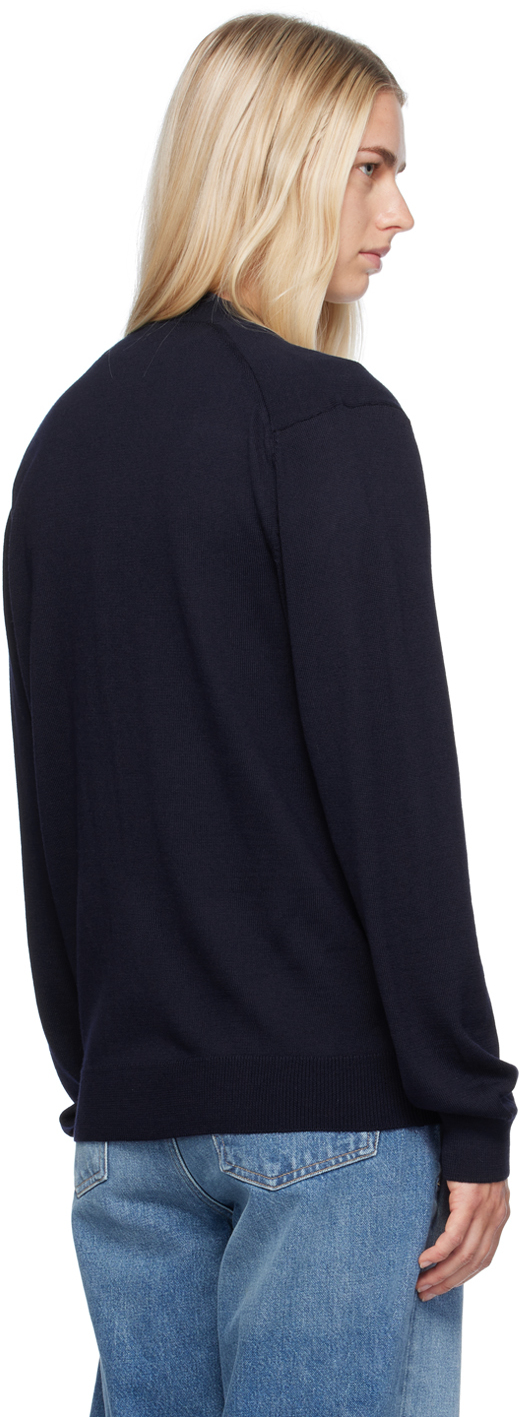 MAISON KITSUNÉ NAVY BOLD FOX HEAD CARDIGAN 