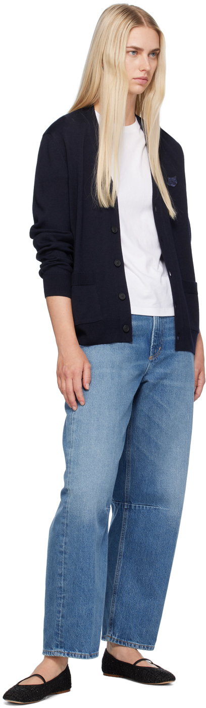 MAISON KITSUNÉ NAVY BOLD FOX HEAD CARDIGAN 