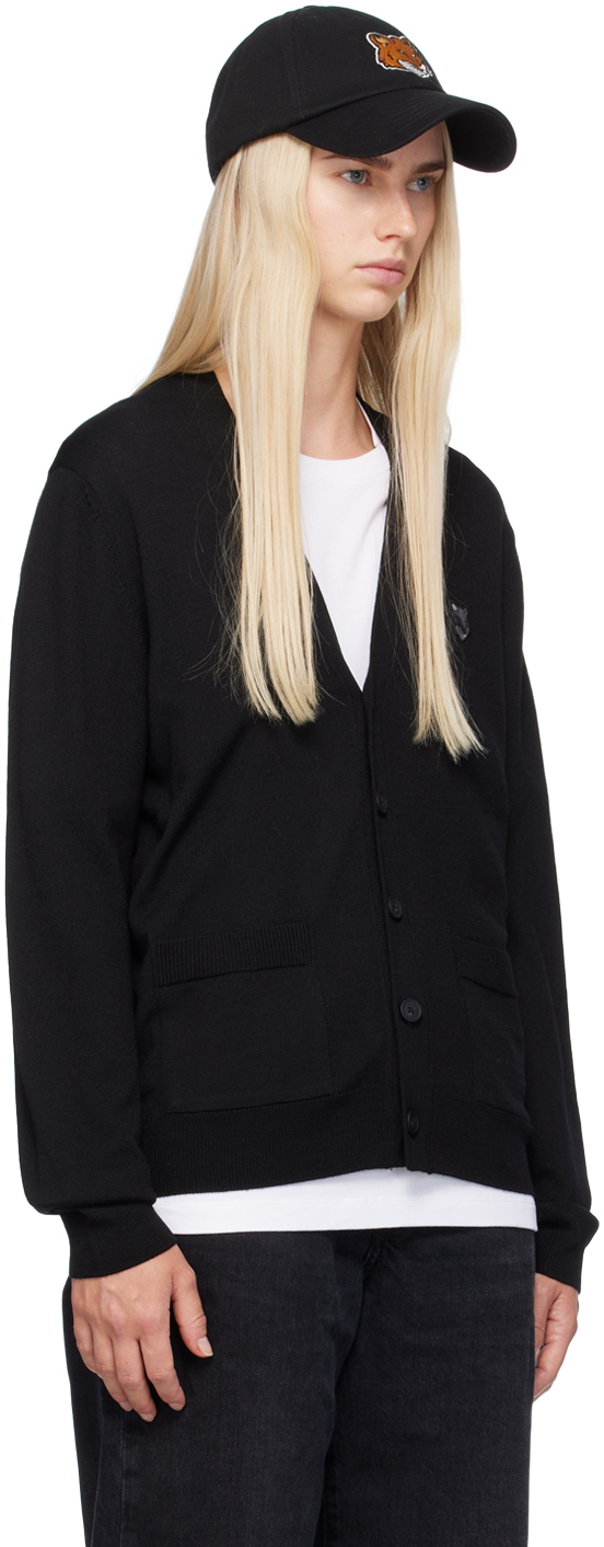 Shop Maison Kitsuné Black Bold Fox Head Cardigan In P199 Black