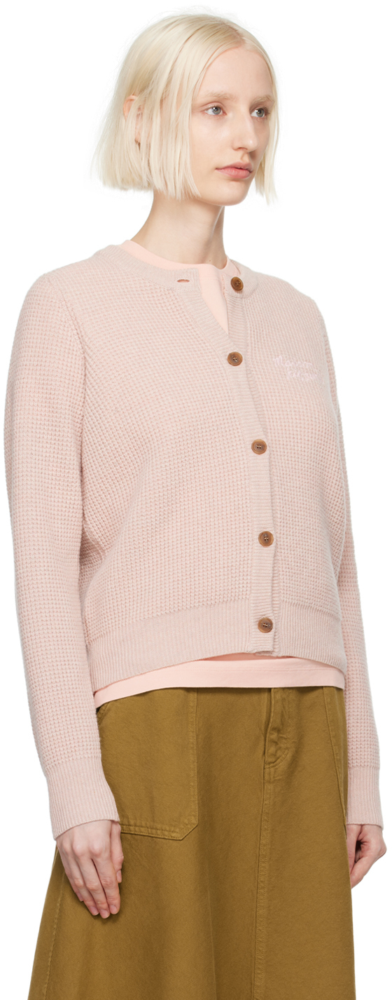 MAISON KITSUNÉ PINK HANDWRITING COMFORT CARDIGAN 
