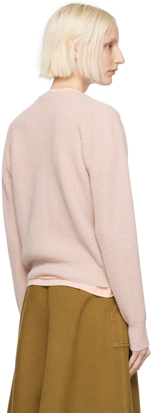 MAISON KITSUNÉ PINK HANDWRITING COMFORT CARDIGAN 