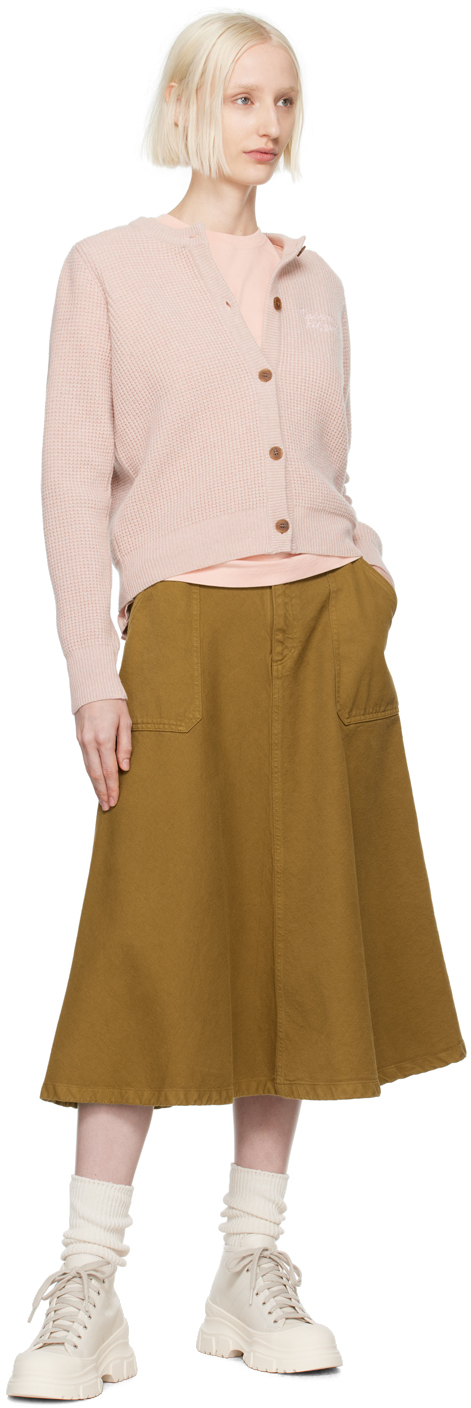 MAISON KITSUNÉ PINK HANDWRITING COMFORT CARDIGAN 