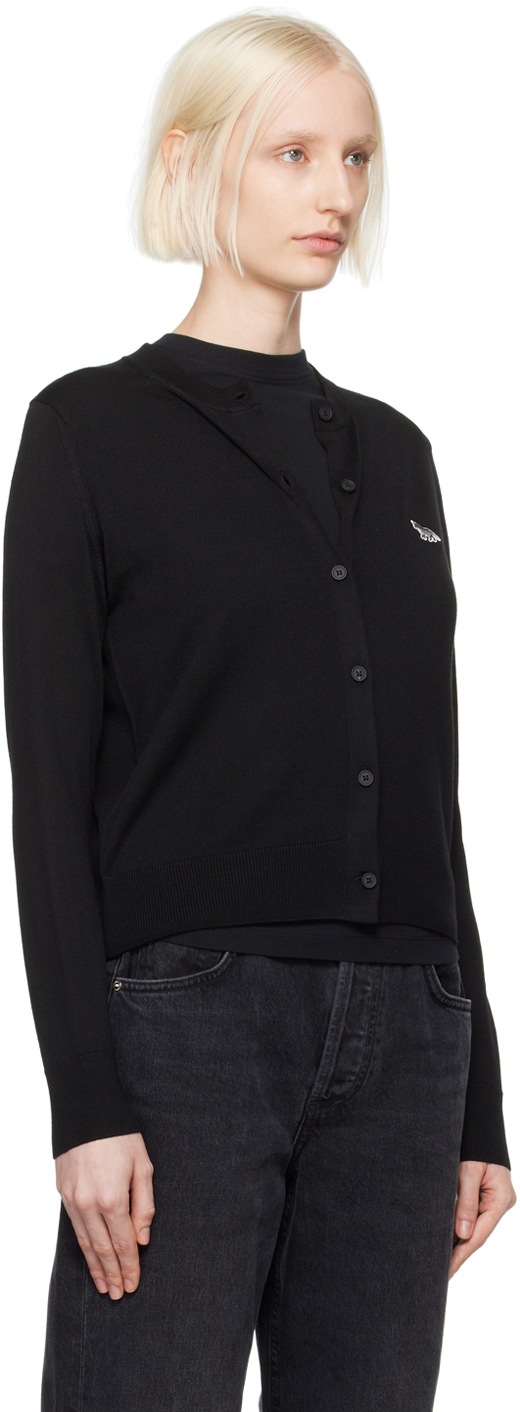 Shop Maison Kitsuné Black Baby Fox Patch Regular Cardigan In P199 Black