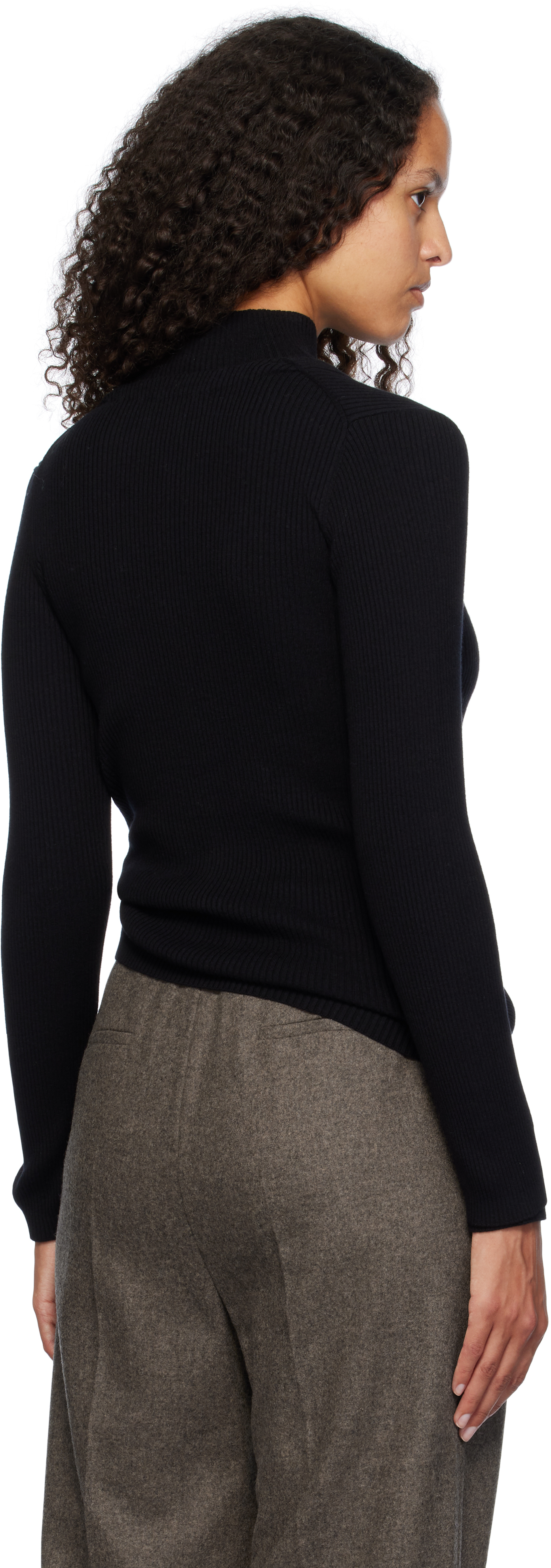 Shop Maison Kitsuné Black Baby Fox Patch Fine Ribbed Cardigan In P199 Black