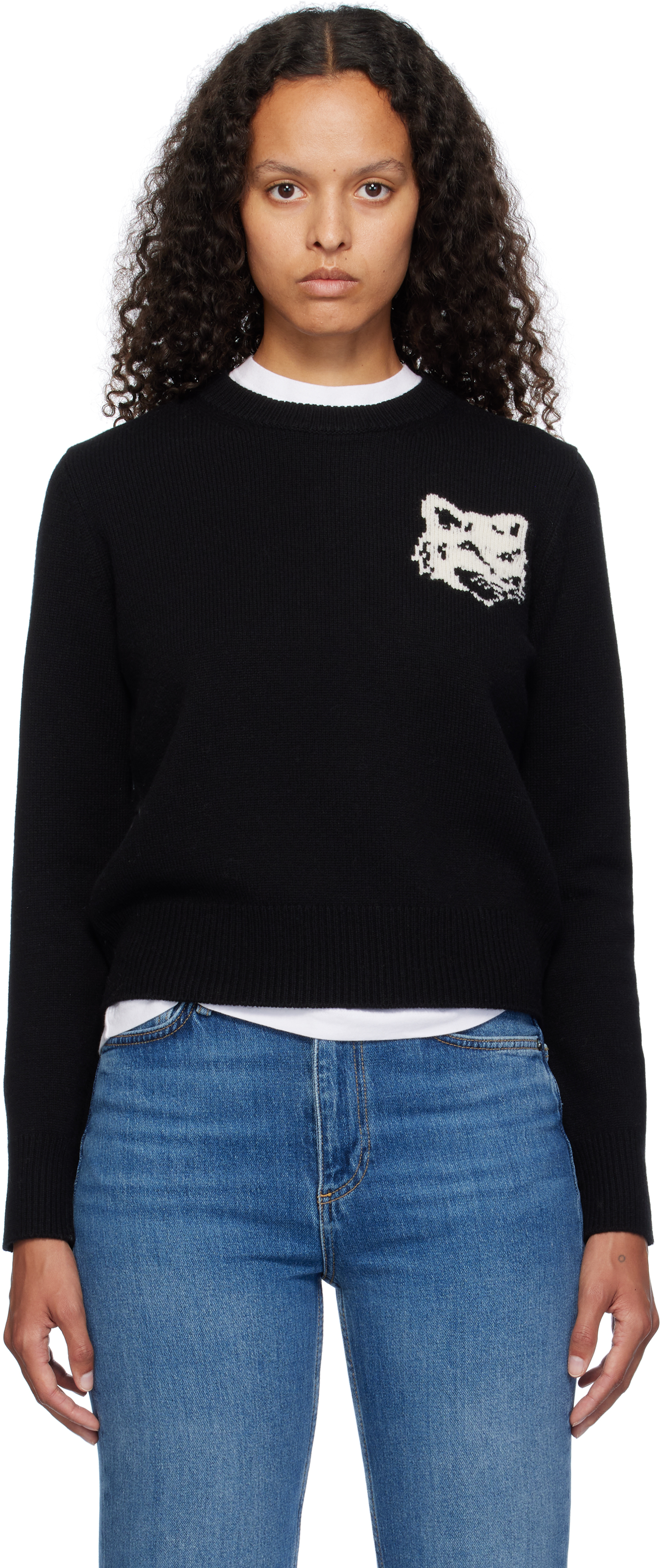 【送料&関税込】Maison KitsunAC Fox Head Intarsia Comfort Ca Black Fox Head Intarsia Comfort Sweater by Maison Kitsuné on