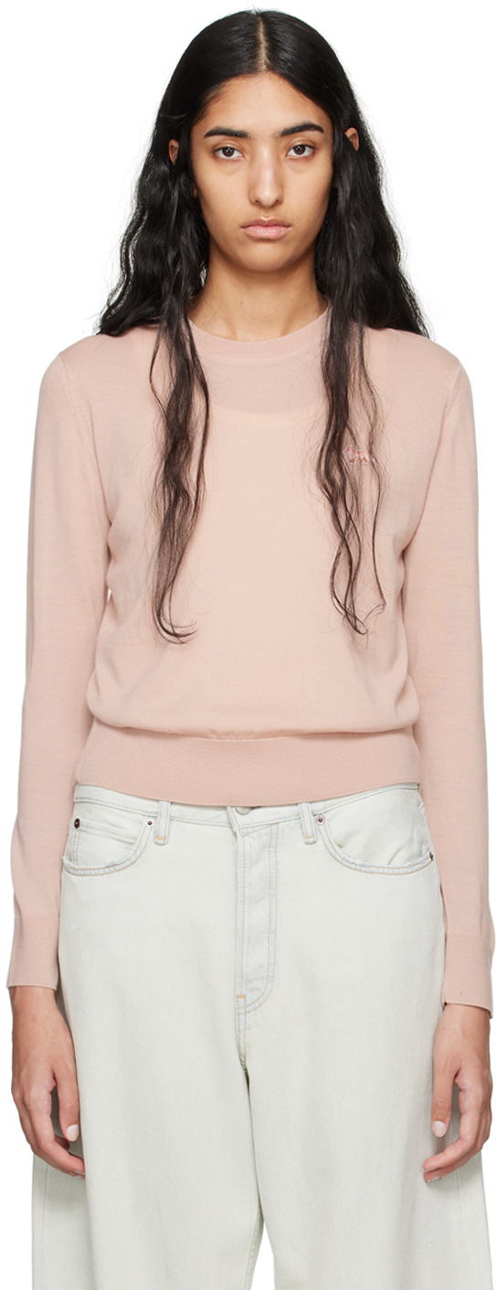 Maison Kitsuné Pink Baby Fox Patch Sweater In P628 Pasture Rose