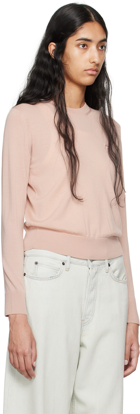 MAISON KITSUNÉ PINK BABY FOX PATCH SWEATER 