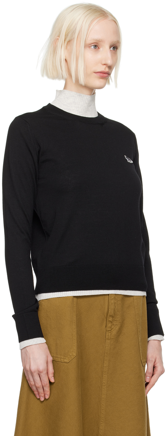 Maison Kitsuné Black Baby Fox Patch Regular Sweater In P199 Black