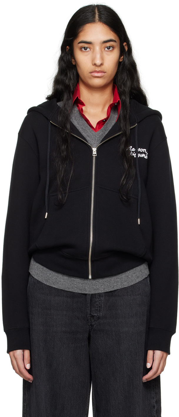 Shop Maison Kitsuné Black Handwriting Hoodie In B197 Black/white