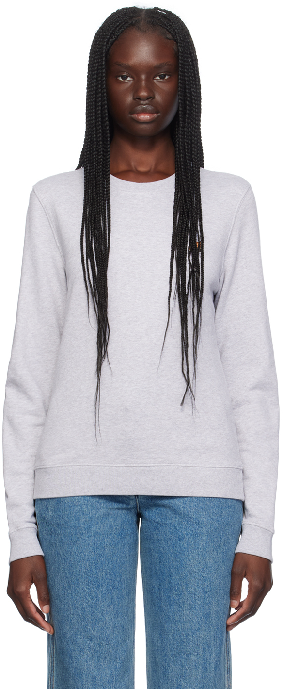 Shop Maison Kitsuné Gray Fox Head Sweatshirt In H120 Light Grey