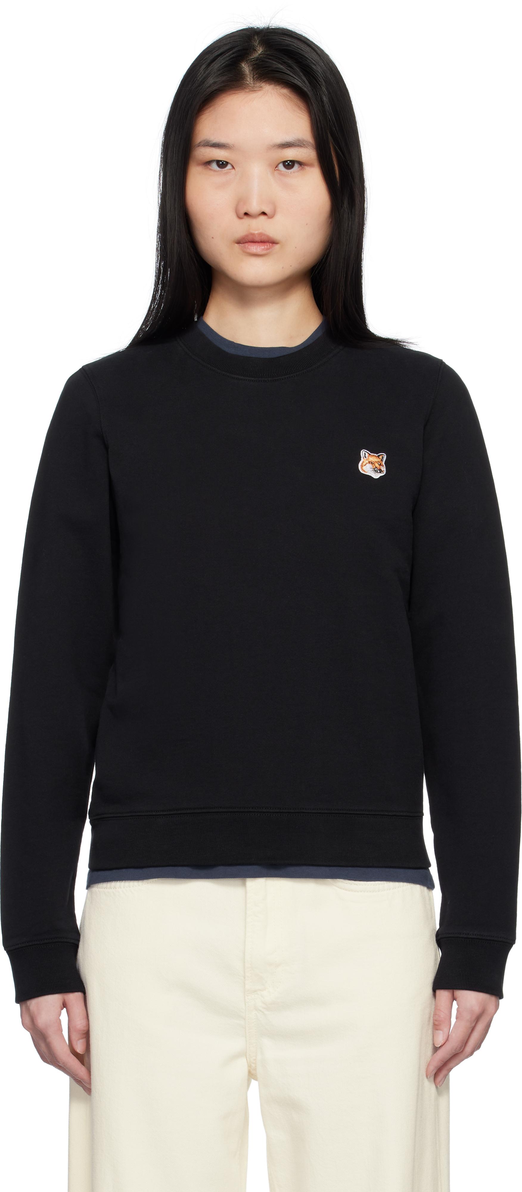 【送料&関税込】Maison KitsunAC Fox Head Crew Neck Sweater B Black Fox Head Sweatshirt by Maison Kitsuné on Sale